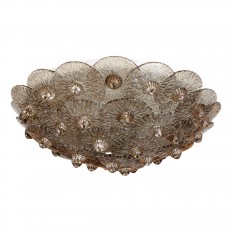 Petite circular smoked glass flush mount fixture